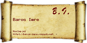 Baros Imre névjegykártya
